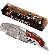 Barvivo Natural Rosewood Wine Opener with Foil Cutter Knife & Cap Remover, Double Hinged Manual W...