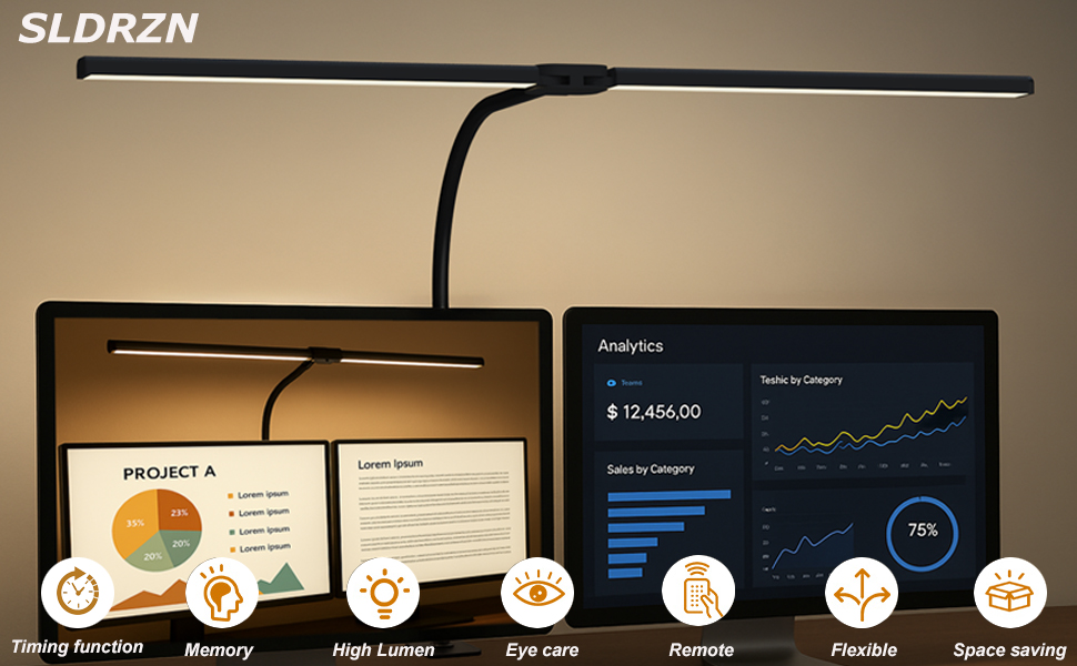 double head desk lamp for office timing function Memory eye protection