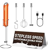 InstaWhisk Milk Frother with Variable Speed, Rechargeable Coffee Frother Wand with Detachable Dou...
