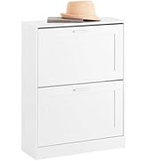 Haotian Shoe Storage Cabinet Entryway, Slim Shoe Rack Freestanding, Narrow Shoe Organizer 2 Flip-...