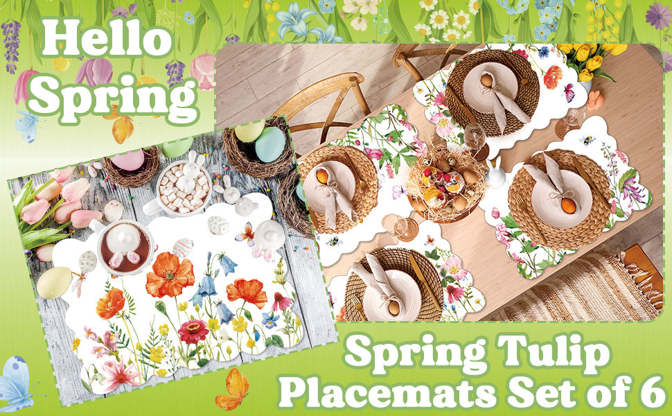 Spring Flowers Placemats Set of 6