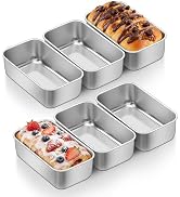 E-far Mini Loaf Pan Set of 6, Small Stainless Steel Bread Baking Pans for Oven, 6.3 x 3.5 Inch Ti...