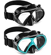 Aegend Swim Goggles with Nose Cover, 180° Panoramic Anti-Fog Tempered Glass, No-Leak Diving Mask ...