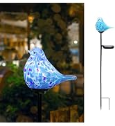 Bshine Solar Garden Decoration Outdoor Bluebird Lights, Hand Blown Glass Waterproof Solar Light S...