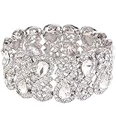 EVER FAITH Women's Austrian Crystal Costume Teardrop 8-Shaped Knot Elastic Stretch Bracelet