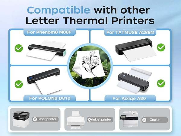 D810 Thermal Printer Paper 8.5 x 11 Inch, Advanced Thermal Printing, US Letter Size Thermal Paper