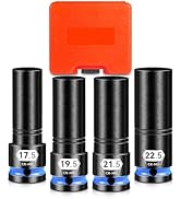1/2" Drive Thin Wall Lug Nut Socket Set, 4 PCS Half Size Metric Impact Wheel Socket,17.5mm, 19.5m...