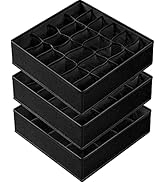 Criusia 3 Pack Sock Underwear Organizer Dividers, 64 Cell Fabric Foldable Cabinet Closet Organize...