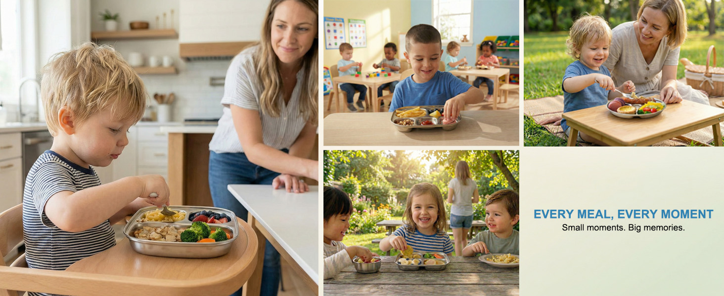 Durable divided kids plate made for balanced meals and easy self-feeding
