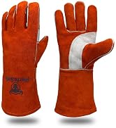PerfeSafe Welding Gloves 14 Inches, 932? Heat Fire Resistant Leather Welding Gloves for Tig/Mig/S...