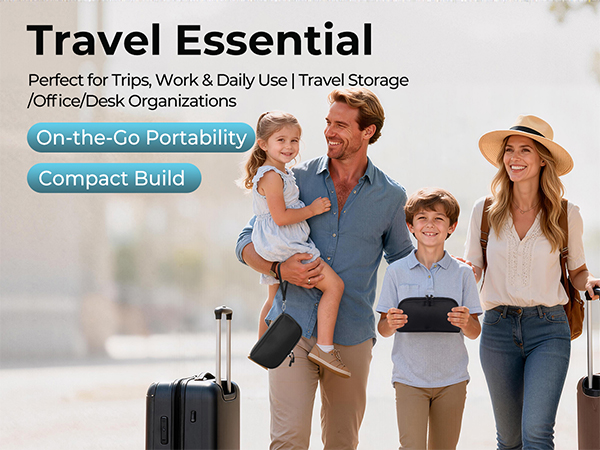 FYY Travel Cable Organizer - 8 Compartments Lightweight Water Resistant Tech Pouch with Wrist Strap