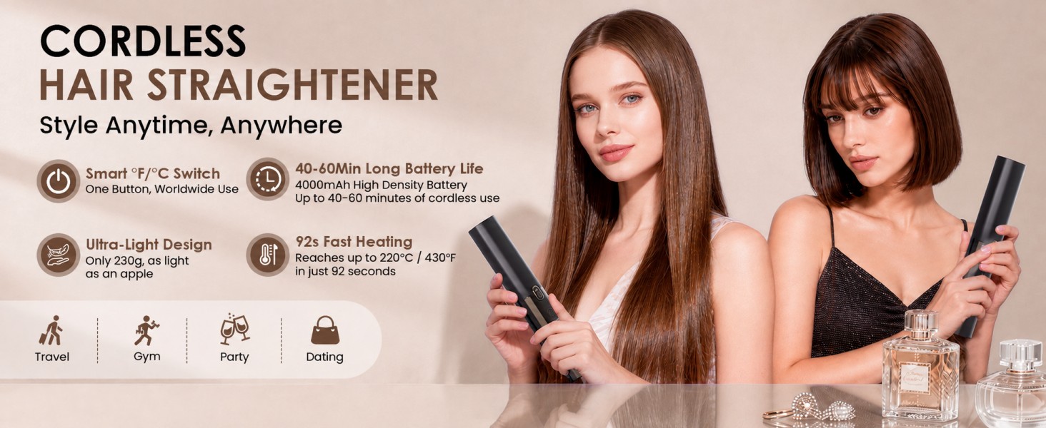 rechargeable curling iron cordless usb travel hair straightener flat iron hair straightener