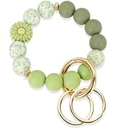 WEESMILE Silicone Key Ring Bracelet, Cute Keychain Wristlet with 2 Key Rings, Elastic Car Key Hol...