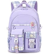 PRLINJSK Girls Backpack,Cute School Backpack for Girls Kids Teens | Kawaii Bookbag for Primary El...