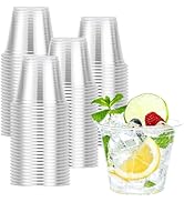 BYSNOW 100 Pack 9 oz Clear Plastic Cups, Disposable Cups for Party, Sturdy & Food Safe Plastic Wi...