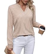 WIHOLL V Neck Business Casual Tops Fall Trendy Long Sleeve Shirts S-2XL | V Neck,Work Tops,Profes...