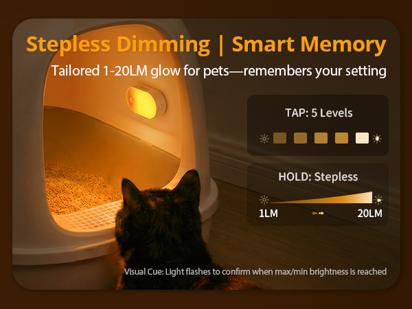 1-20lm Dimmable night light with brightness memory