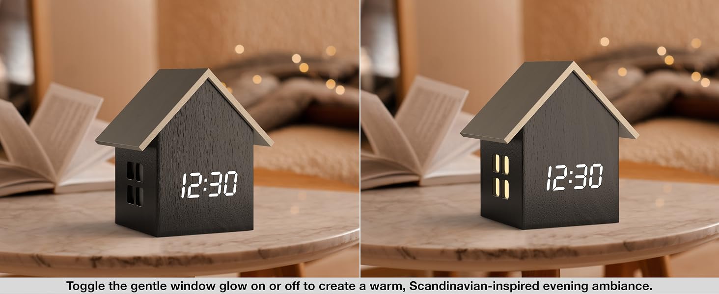 nightlight digital alarm clock dim alarm clock house shaped alarm clock