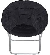 Saicool Faux Fur Saucer Chair - Folding Faux Fur Lounge Chair w/Metal Frame for Bedroom,Living Room