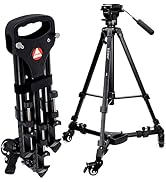 Folding Tripod Dolly with 3 Wheels Base Stand Heavy Duty Foldable Tripod Pulley Dolly for Photo a...
