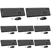 Wireless Keyboard and Mouse Combo, Full Size Silent Ergonomic Keyboard and Mouse, Long Battery Li...