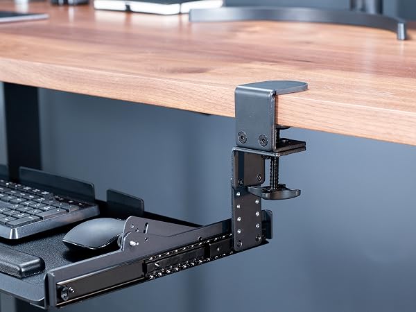 Clamp-on Height Adjustable Tilting Keyboard Tray