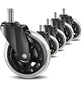 TESUMI Office Chair Wheels 3" Inch Roller Blade Rubber Chair Casters Replacement, Heavy Duty Quie...