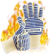 Oven Gloves, Heat Resistant 540 Degrees Grilling Gloves, Hot Surface Handler Non-Slip Silicone Ov...