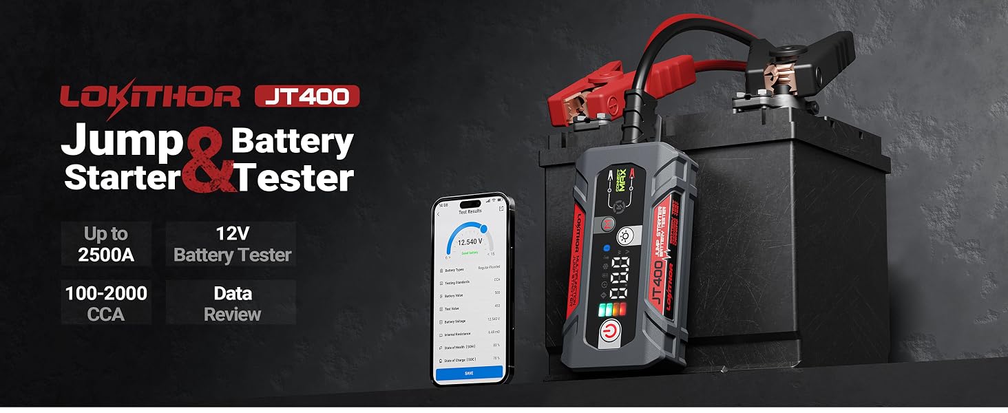 JT400 jump starter and battery tester