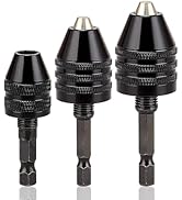 Resze Keyless Drill Chuck Adapter - 3Pcs Drill Chuck for Impact Driver, 1/4” Hex Shank Chuck Conv...