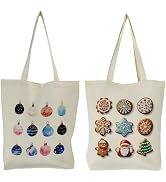 Zenloria Christmas Canvas Tote Bags 15x16 – 2 Pack Holiday Cotton Gift & Shopping Totes with Fest...