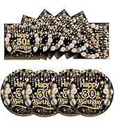 50Pcs 30th Birthday Paper Plates &Napkins,25X7in Disposable Plates 25X6.5in Cocktail Napkins 1995...