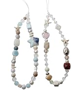 ANROFA 2Pcs Beach Style Phone Lanyard with Pearl Beads, Cute Adjustable Wrist Strap for Phone & C...