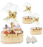 QTRQTR 2 Set Baskets for Gifts Empty Gift Basket with Handle Large Foldable Woven Bamboo Empty Gi...