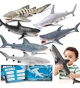 6 Pack Large Size Shark Toys(15-16 Inch) with Educational Booklet, Soft Plastic Figurines, Party ...