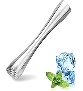 8" Muddler for Cocktails, Professional Stainless Steel Muddler for Old Fashioned Bitters, Creatin...