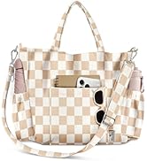 Miss Adola Crossbody Corduroy Tote Bag for Women, Large Tote Bag with Multi-Pockets and Zipper fo...