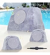 uuffoo 1-to-2 Solar Powered Rock Speakers Outdoor Water-Resistant IP44 Rock Speaker with Bass and...