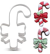 LILIAO Christmas Candy Cane with Bow/Ribbon Cookie Cutter - 2.8 x 4.3 inches - Stainless Steel