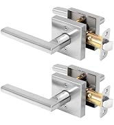 RAFECIEE Passage Door Handles Interior, 2 Pack Closet Door Handle, Door Lever No Lock Satin Nickel
