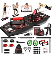 Push Up Board for Home Gym with Exercise Accessories Resistance Bands & Ab Roller Wheel & Pilates...