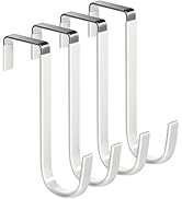 Mars-Rock Over the Door Hooks 4Pcs L=5.5" Fit 1 3/8" Door Steel with White Rubber Coating Hanging...