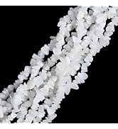 HAAMIIQII 5-8mm Natural White Jade Chips Beads - Genuine Real Irregular Freeform Chip Loose Gemst...