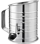U-Taste Stainless Steel 3 Cup Flour Sifter with 4 Wire Agitators for Quick Sifting, 1 Cushion Rin...