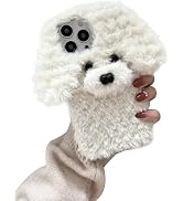 SGVAHY Furry Case for iPhone 15 Cute Teddy White Fur Fluffy Soft Warm Plush Fuzzy with Bling Glit...