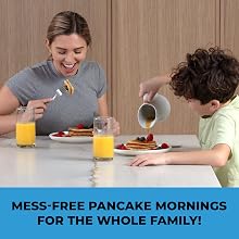 Mom and child eating pancakes
