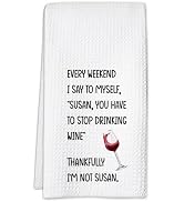 Sahjzk Funny Wine Kitchen Dish Towels 16x24 Waffle Weave, Wine Lovers Gifts for Women, Decorative...