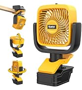 Ecarke 4" Clip Fan Compatible with Dewalt 20V Battery (Tool Only) 3-Speed Cordless Clip-On Fan wi...
