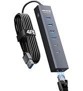 4FT USB to USB Ethernet Adapter with 1Gbps Ethernet for Desktop, Laptop | 7-in-1 USB Hub 3.0 Mult...