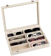 Frebeauty Sunglass Organizer,Velvet Glasses Organizer,8-Slot Sunglasses Tray with Clear Lid,Men's...